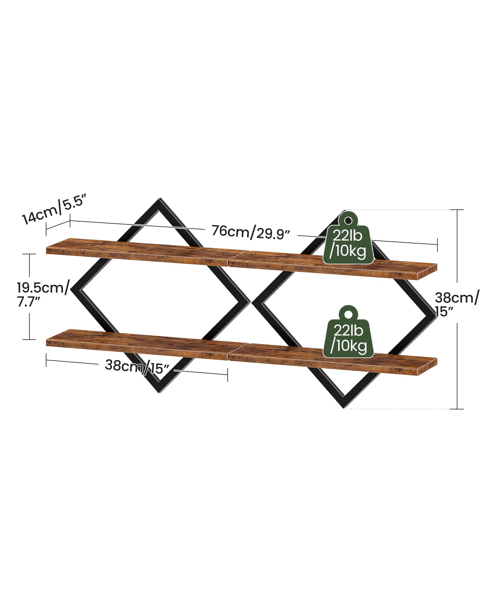 CHOEZON Floating Shelves - 2 Tier Wall Shelves -2 CHOEZON Floating Shelves - 2 Tier Wall Shelves -2