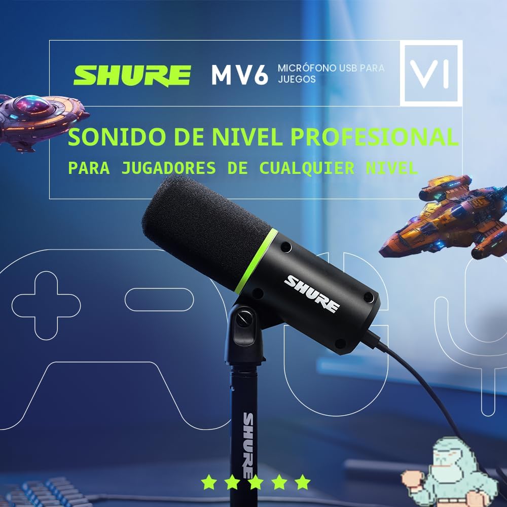 Amazon.com: Shure MV6 Micrófono para Juegos – Micrófono USB