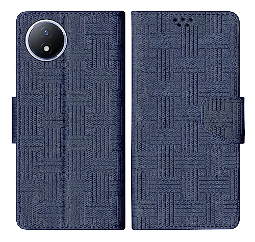 Image of SBMS Flip Cover for Vivo Y02 / Vivo Y02T Back Cover Case with Magnatic Closure | Inbuilt Stand | Card & Money Pocket (Mat Blue)