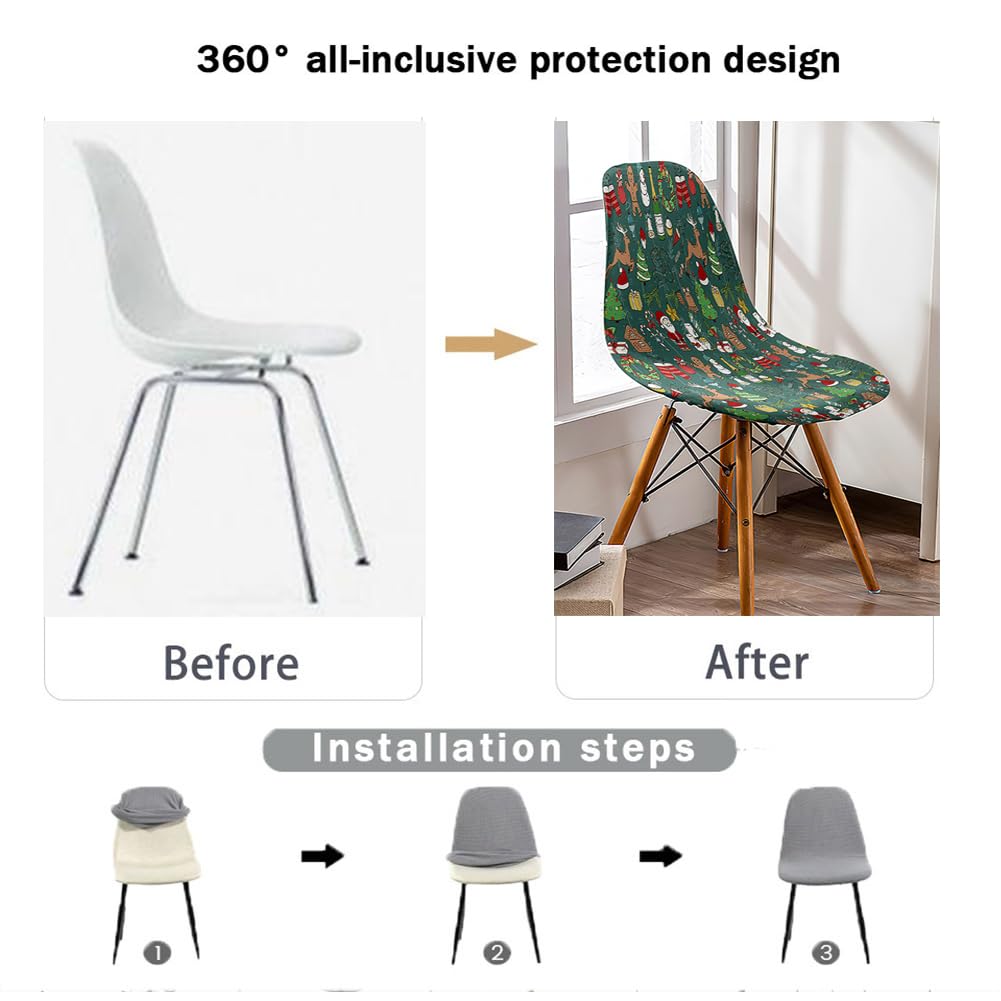 Scandinavische stretch stoelhoezen voor eetkamer, Scandinavische stoelhoezen voor keuken, woonkamer, 4 stuks, matcha