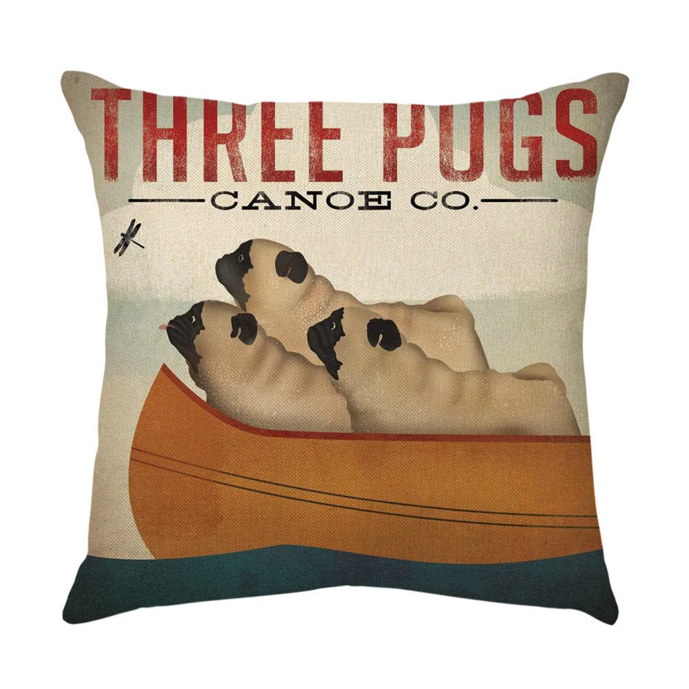 4 Piezas Funda de Almohada 65x65cm Perro Animal Retro Fundas de Cojín Terciopelo Sencillo y Decorativo para Sofá Camas Dormitorio Coche Lino Cojines Throw Pillow Covers （26x26in）