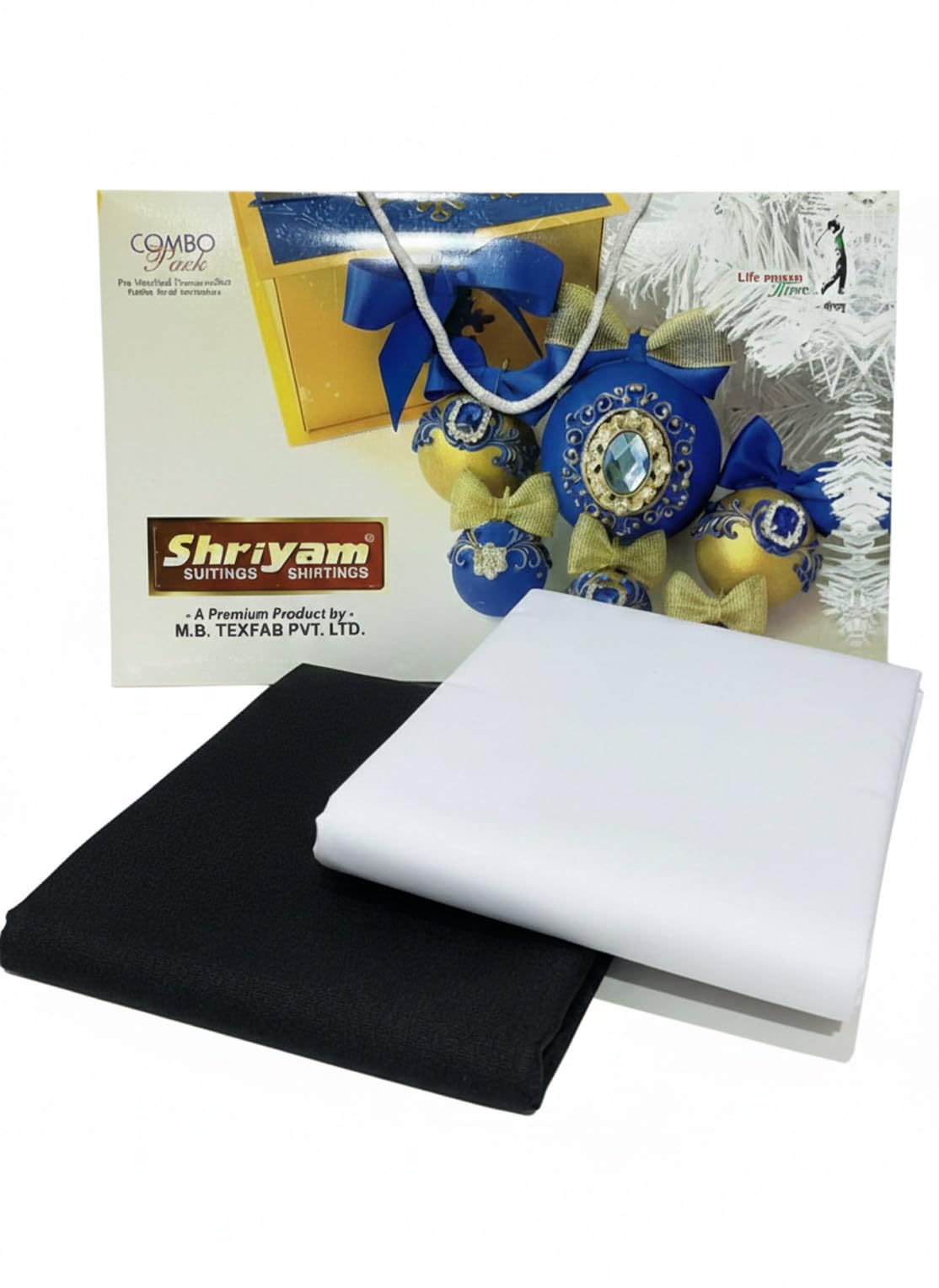 Unstitched White Shirt and Black Trouser Fabric Combo Gift Pack - Cotton Blend Material - 2.25m Shirt Cloth - 1.20m Pant Cloth ML-21-image-19