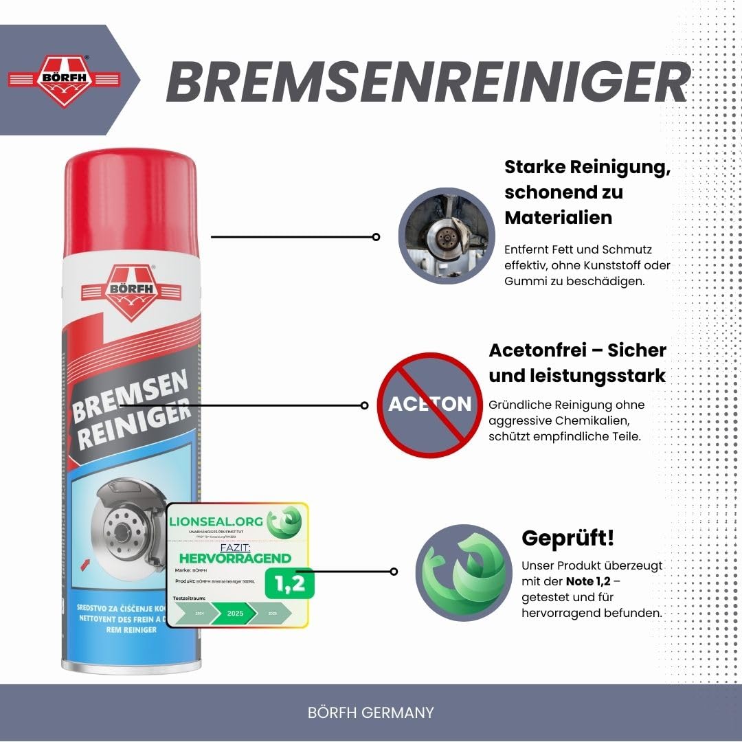 Detergente per freni – (Confezione da 10 500 ML) senza acetone detergente per dischi, pastiglie, pinze freni, molle, rotori e frizione, pulitore per parti industriali