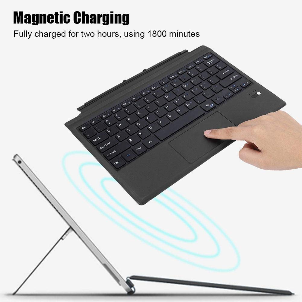 Klawiatura Bluetooth, bezprzewodowa klawiatura magnetyczna, ultracienka, wielofunkcyjna klawiatura z gładzikiem, przenośna klawiatura bezprzewodowa do tabletu Pro3 / Pro4 / Pro5 Czarny