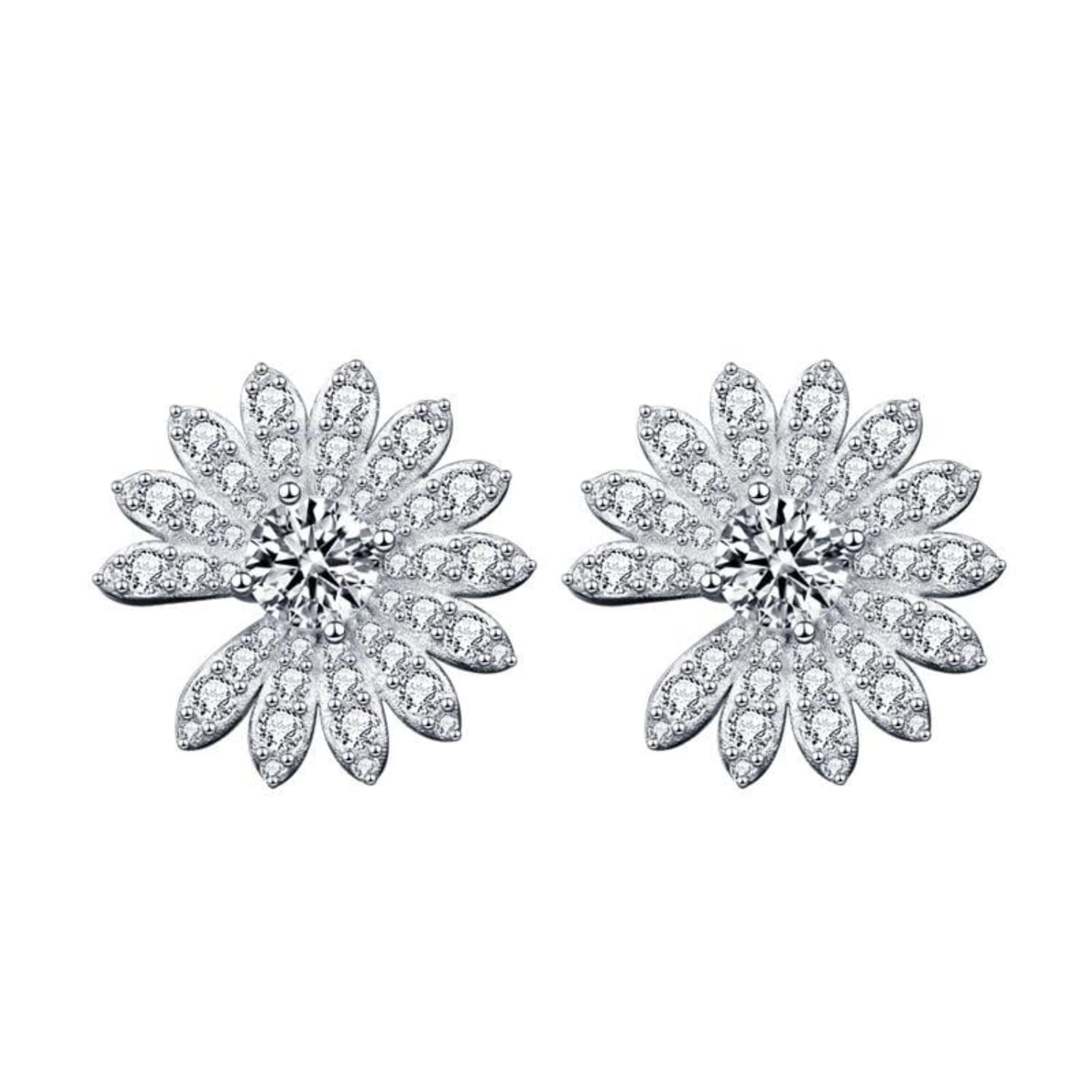 Orecchini a bottone da 0,5 carati, colore D, con moissanite, alla moda, per ragazze, in argento Sterling 925, a forma di margherita, per compleanno, matrimonio, set di gioielli regalo