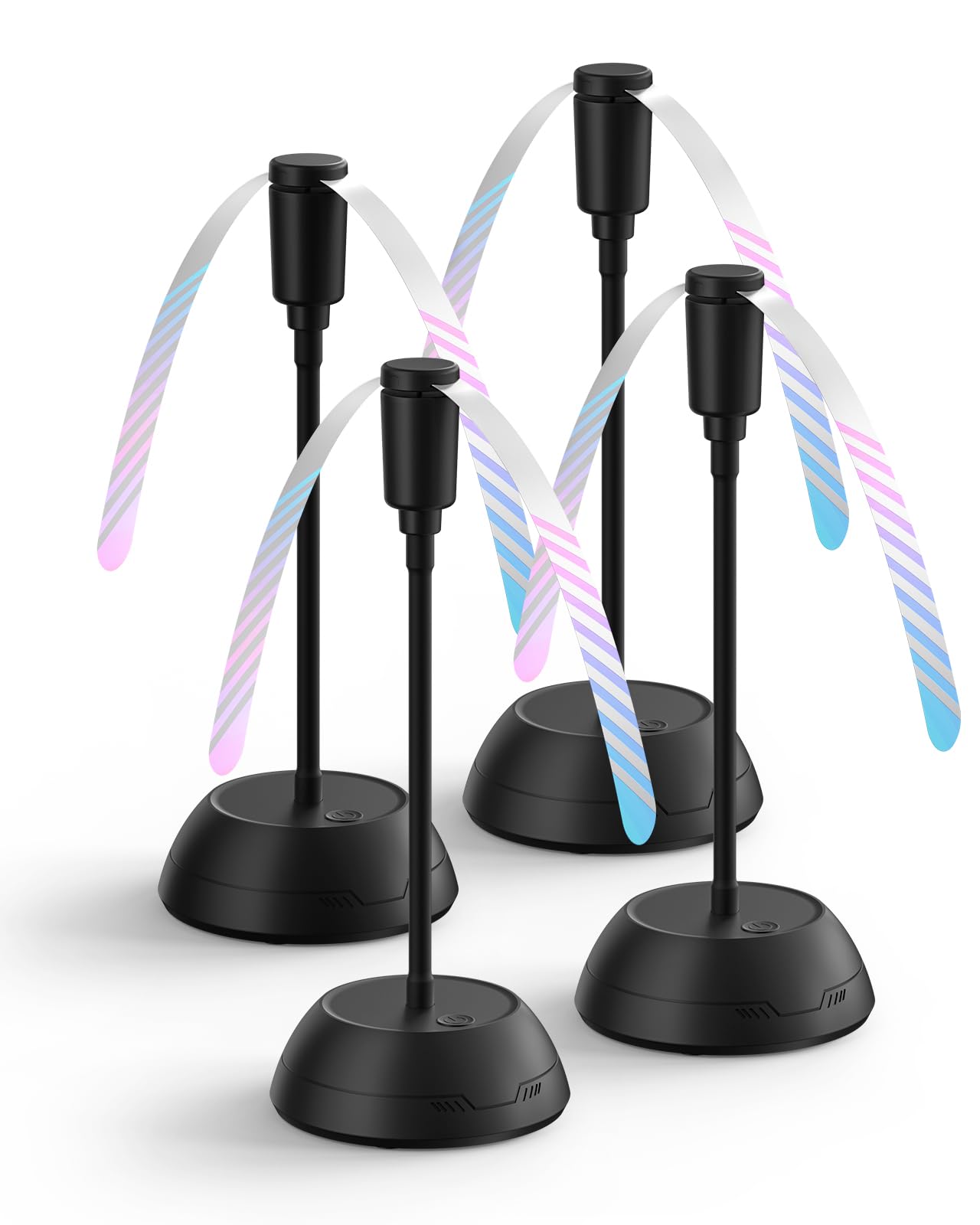 Edvision 4Pack Food Fan for Table, AA Battery Powered, Portable Fan with Flexible Gooseneck and Soft Blades, Soundless Table Fan for BBQ, Picnic, Party, Patio, Kitchen and Restaurants, Black