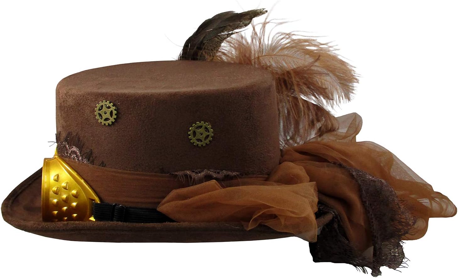 Deluxe Velvet 4.25 Inch Steampunk Top Hat with Removable Goggles