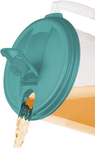 Miniatura 5 de Sterilite Jarra y boquilla redonda de plástico de 1 galón, transparente con tapa de color (paquete de 12)