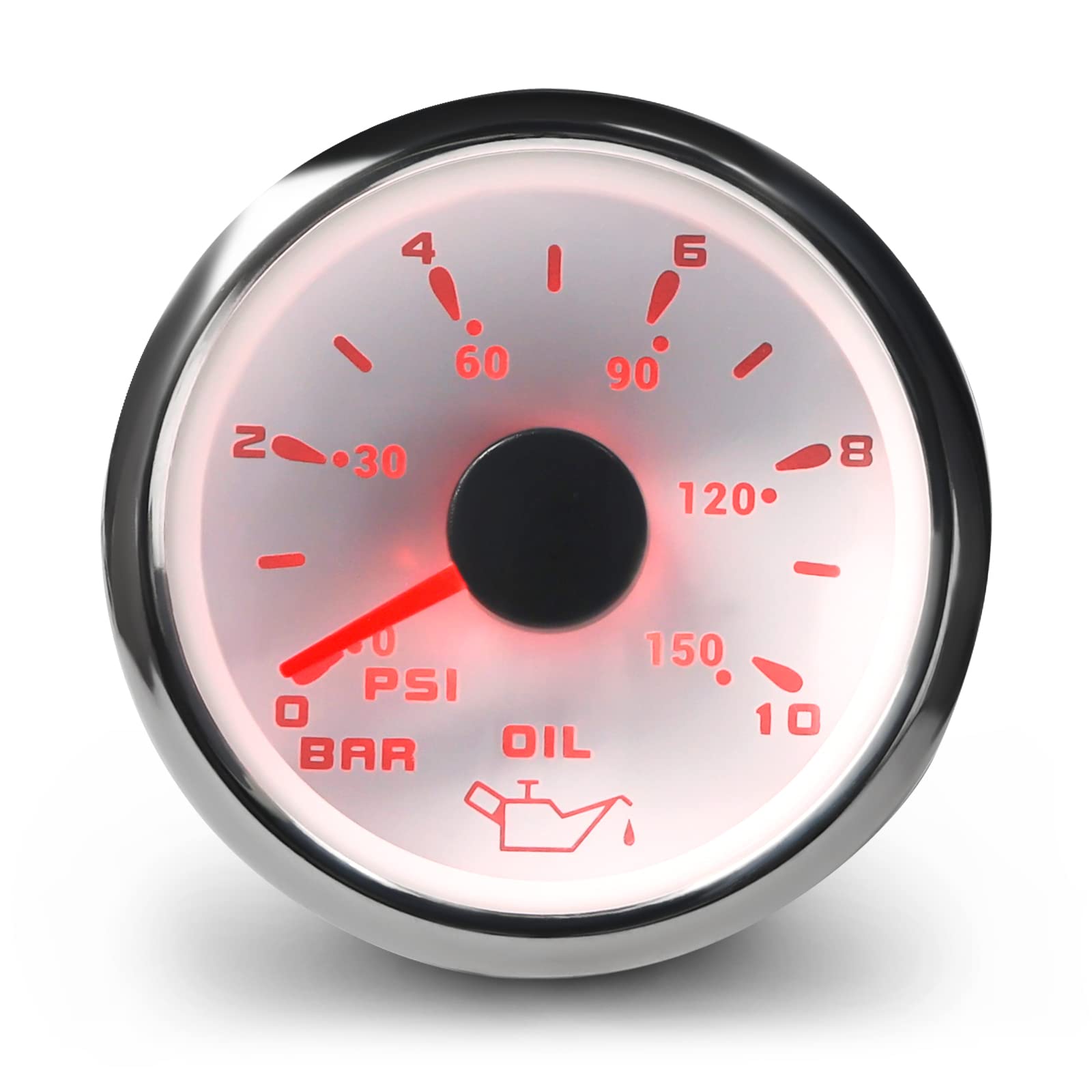 WATERWICH Oil Pressure Gauge DC12V-24V 0-150 PSI?0~10Bar?2inch 52mm Oil Press Gauge Meter Kit with LED Backlight and Sensor for Car Truck Vehicle Automotive Boat Marine