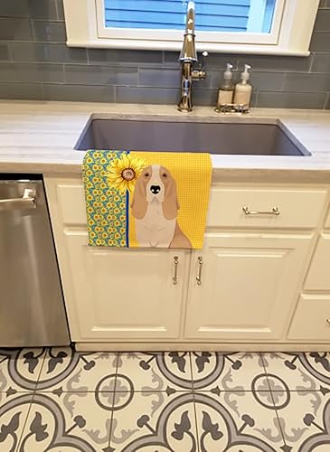 Miniatura 2 de Caroline's Treasures WDK5325KTWL - Toalla de cocina con diseño de girasoles de verano, limón y blanco, tricolor, Basset Hound, toalla de mano para