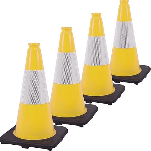 Miniatura 22 de Conos de Tráfico de PVC Naranja/Verde Fluorescente, Cono de Estacionamiento con Base Negra Pesada Estructuralmente Estable Resistente a la