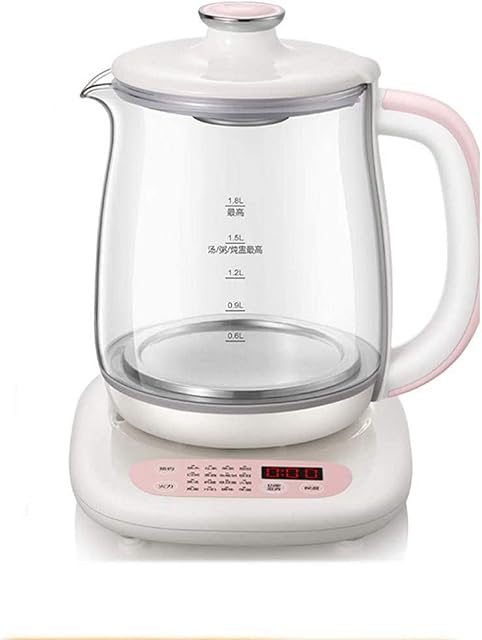 1.8L Multifunctional Glass Electric TeKettle, 9.5 Hours Appointment,12 Hours Heat Preservation,16 Major Functions,ElectriKettle Auto-Shutoff & Boil-Dry Protection Pink