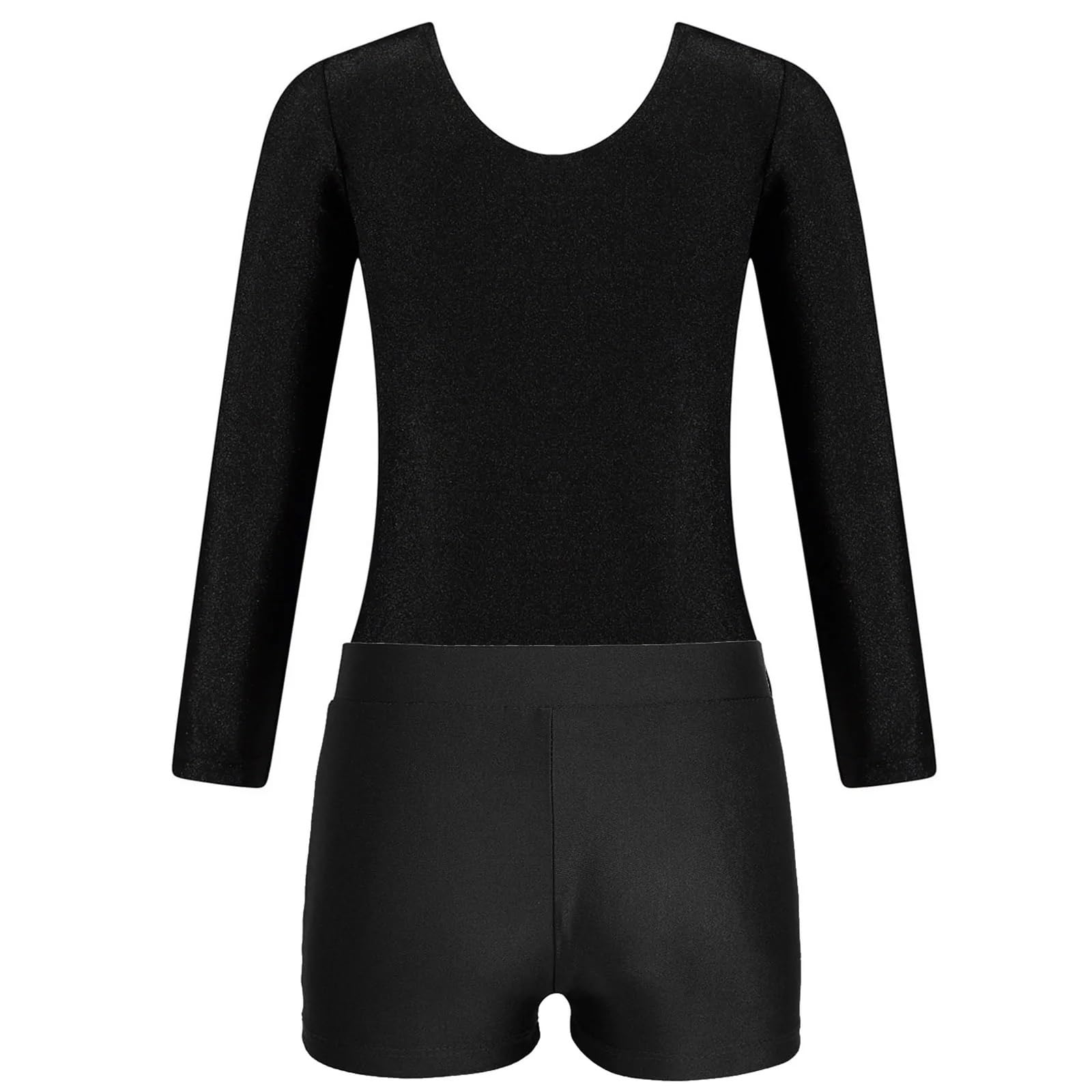 Malla de gimnasia de manga larga for niñas, mono de retazos con brillantes diamantes de imitación y pantalones cortos, disfraz de competición de baile Para las bailarinas