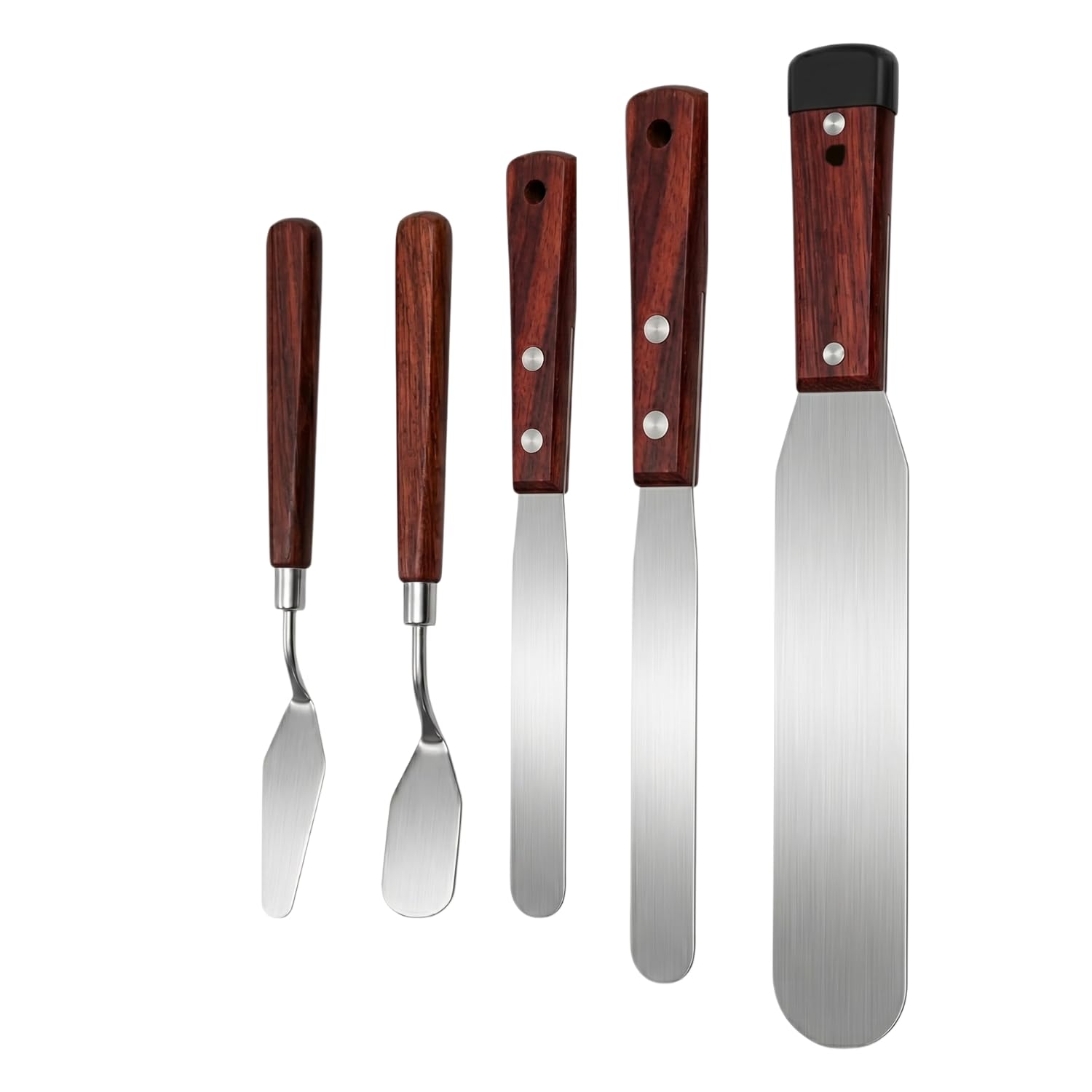 5-Piece Essential Caulk Spatula Set with Wooden Handle