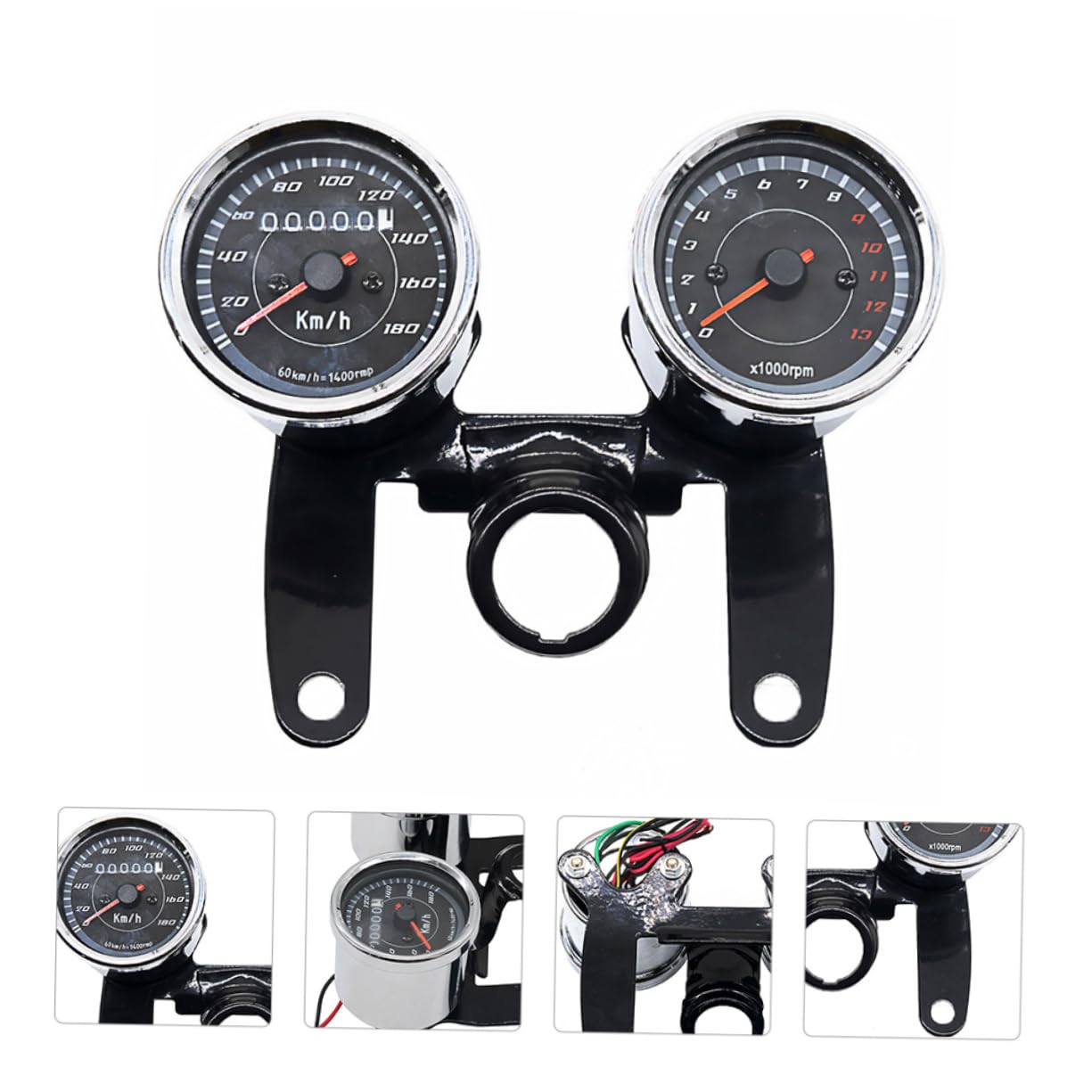 SUPVOX Tachimetro Moto 12v Contachilometri e Contagiri, Indicatore Led, Abs, Installazione Facile, per Cruscotto Moto Vintage
