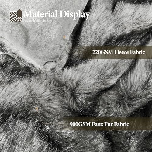 Touchat Luxury 1000GSM Faux Fur Throw Blanket, Super Heavy Thick Warm Cozy Blankets for Couch Bed Sofa, Plush Fuzzy Elegant Soft Reversible Mink Blanket for Living Room Bedroom, Twin Size, Grey&White