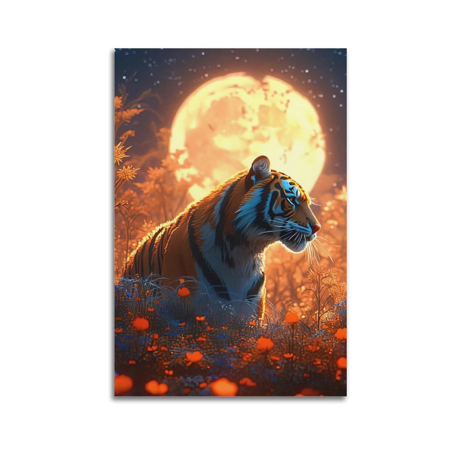 WPHSFX Wildlife Artwork Poster Lonely Tiger Poster Decorative Painting Canvas Wall Posters And Art Picture Print Modern Family Bedroom Decor Posters 24x36inch(60x90cm)