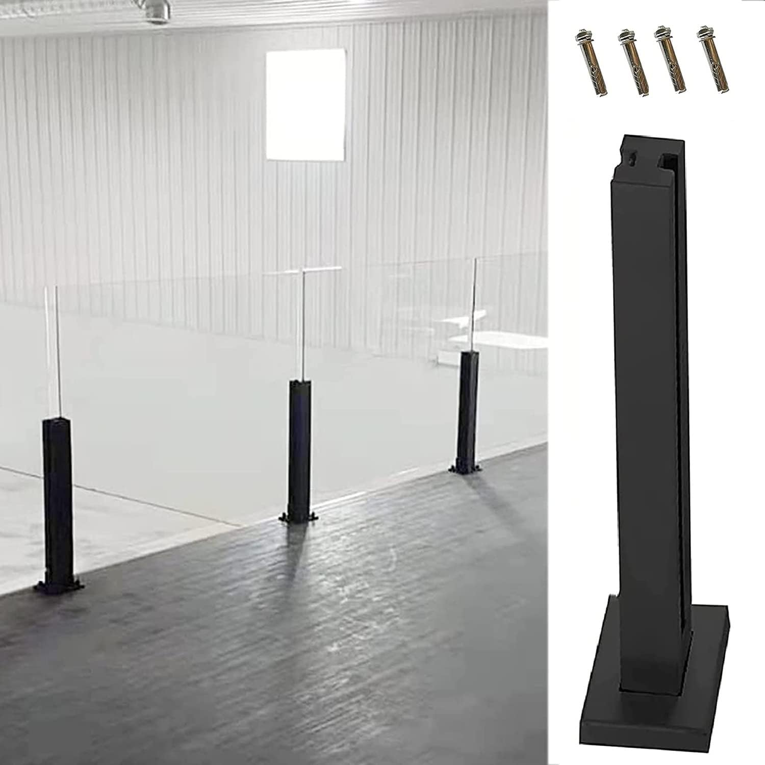 Balustrade Posts Black Glass Balustrade Kit for Landing