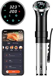 Fogão Sous Vide WiFi, fogão de precisão de 1100 W, máquina de cozinhar em banho de água lenta com faixa de temperatura de 25 a 95 °C e controle de temporizador, circulador de imersão térmica