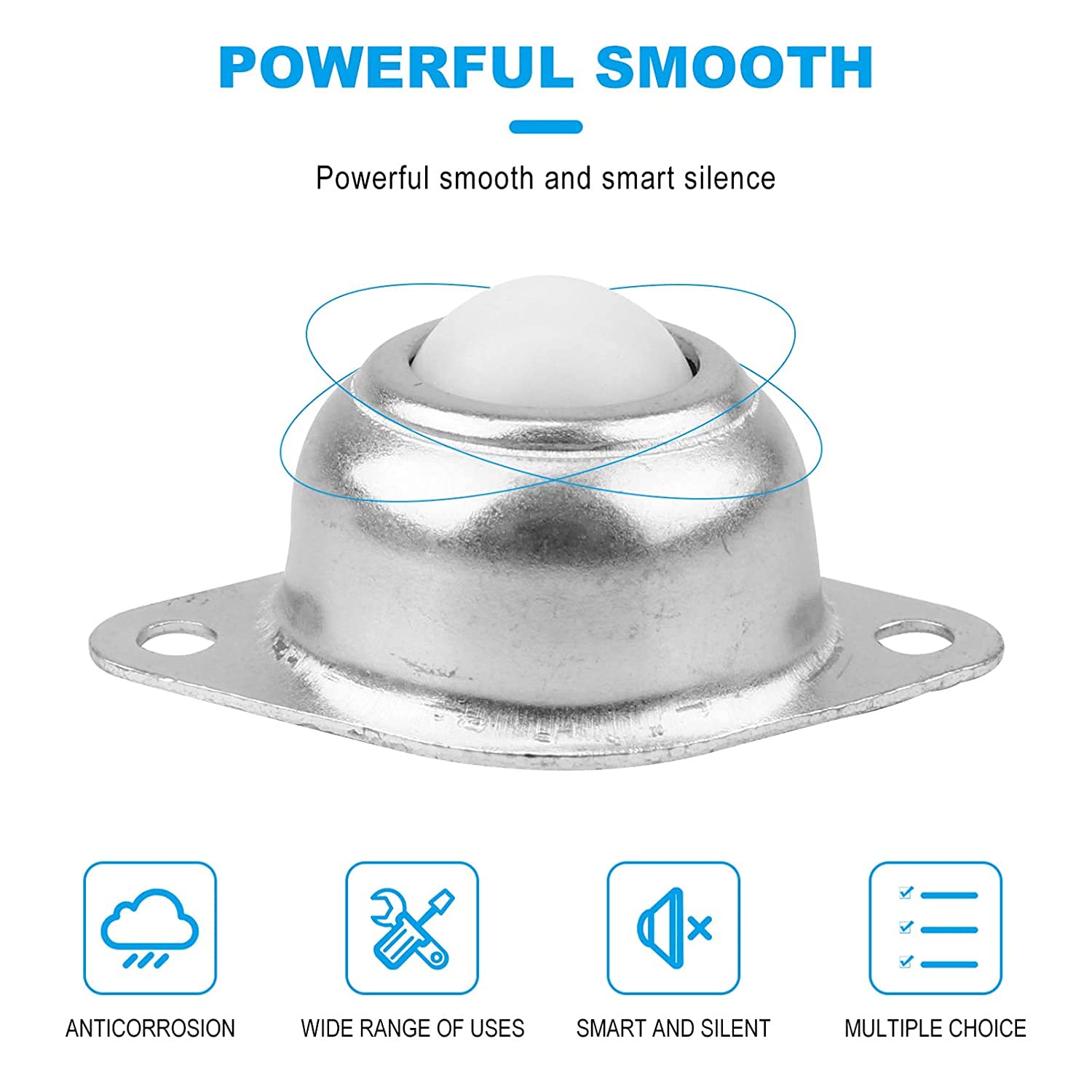 8 Rotelle A Sfera In Nylon - Altezza 20mm, Per Mobili E Carrelli | Trasferimento 360° - Foto 10