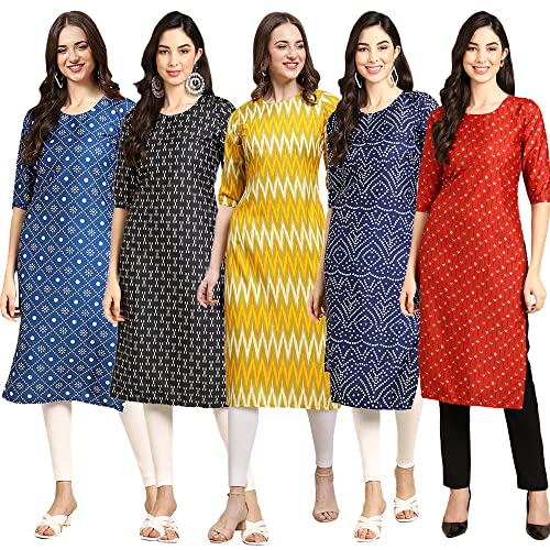 Image of Pinkmint Women's Crepe Digital Print Straight Kurta (D-353-345-369-360-370)