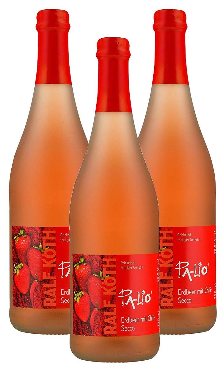 Palio - Erdbeer mit Chili Secco 3x 0,75l - Fruchtiger Erdbeer Perlwein - Prämiert aus Deutschland