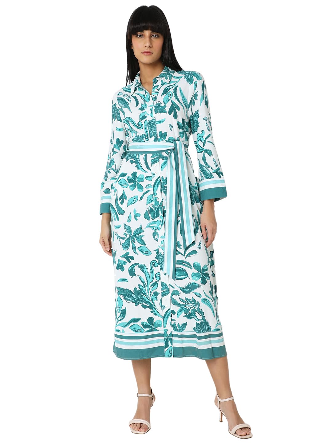 vero moda Women Floral Printed A-Line Midi Dress-picture-49