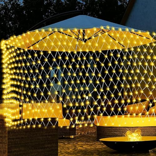 Image of copper LED Net Mesh String Lights - Diwali Lights, LED Lights for Home Decoration 9.8Ft X 6.6Ft 192 LEDs 8 Modes (3X2 Meter Warm White Net Mesh)