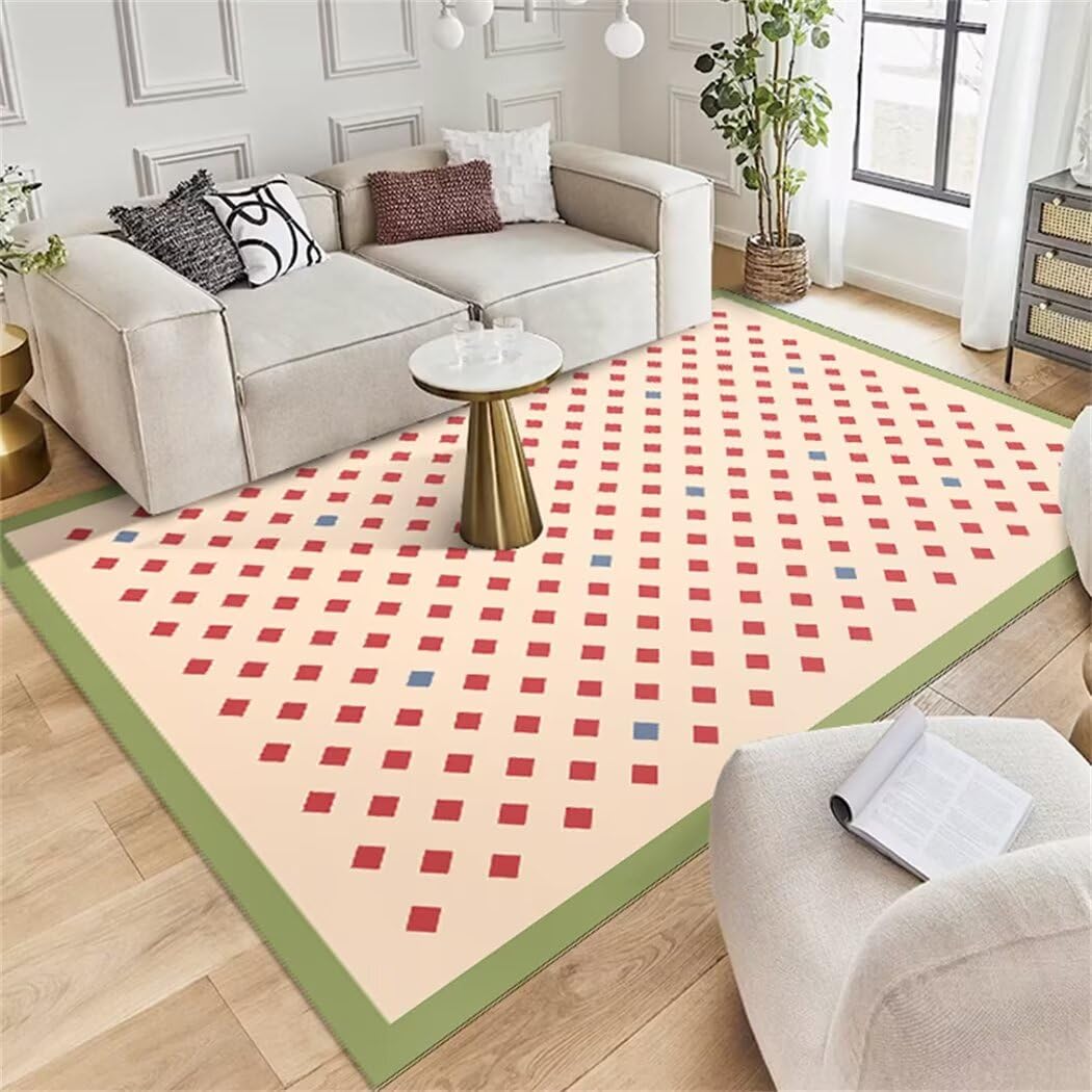 Tapis de salon de chambre de filles à carreaux pour un coin lecture cosy