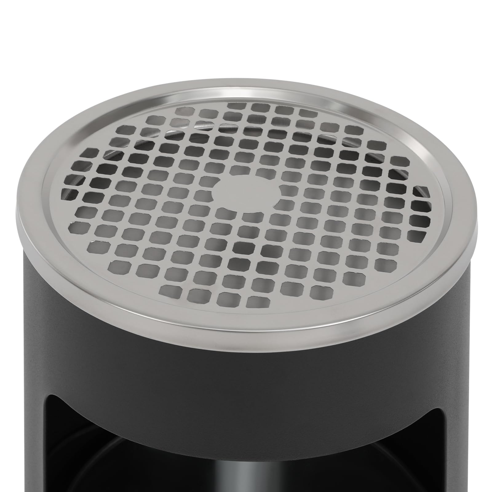 Cendrier sur Pied,Poubelle sur Pied en Acier Inoxydable,Cendrier Exterieur Avec Poubelle,Poubelle Jardin Terrasse,Anti Feu,Base Lestée,Design Cylindrique,Maison Bureau Restaurant,15L,Noir