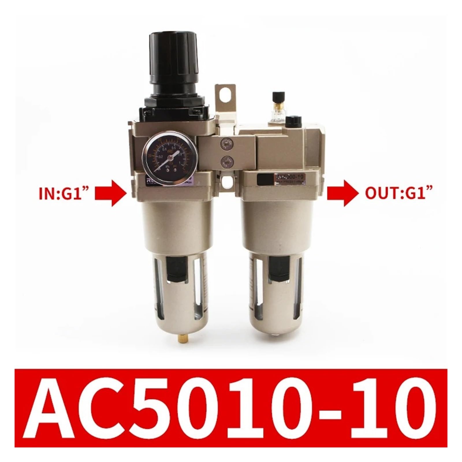 AC5010-06, AC5010-06D, AC5010-10, AC5010-10D Pneumatyczny regulator ciśnienia z separatorem oleju i wody, urządzenie do uzdatniania powietrza (AC5010-10)