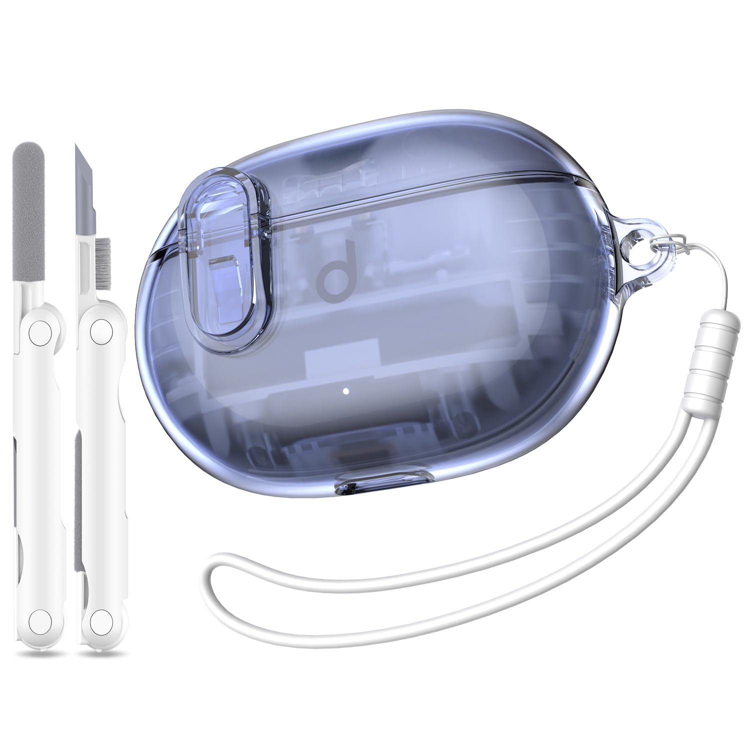 MHYALUDO Beat Studio Buds Plus (2023) / Beat Studio Buds 2021 Case Cover, Clear Soft TPU Transparent Military Grade Shockproof Protective Case with Cleaning Pen, Crystal Blue