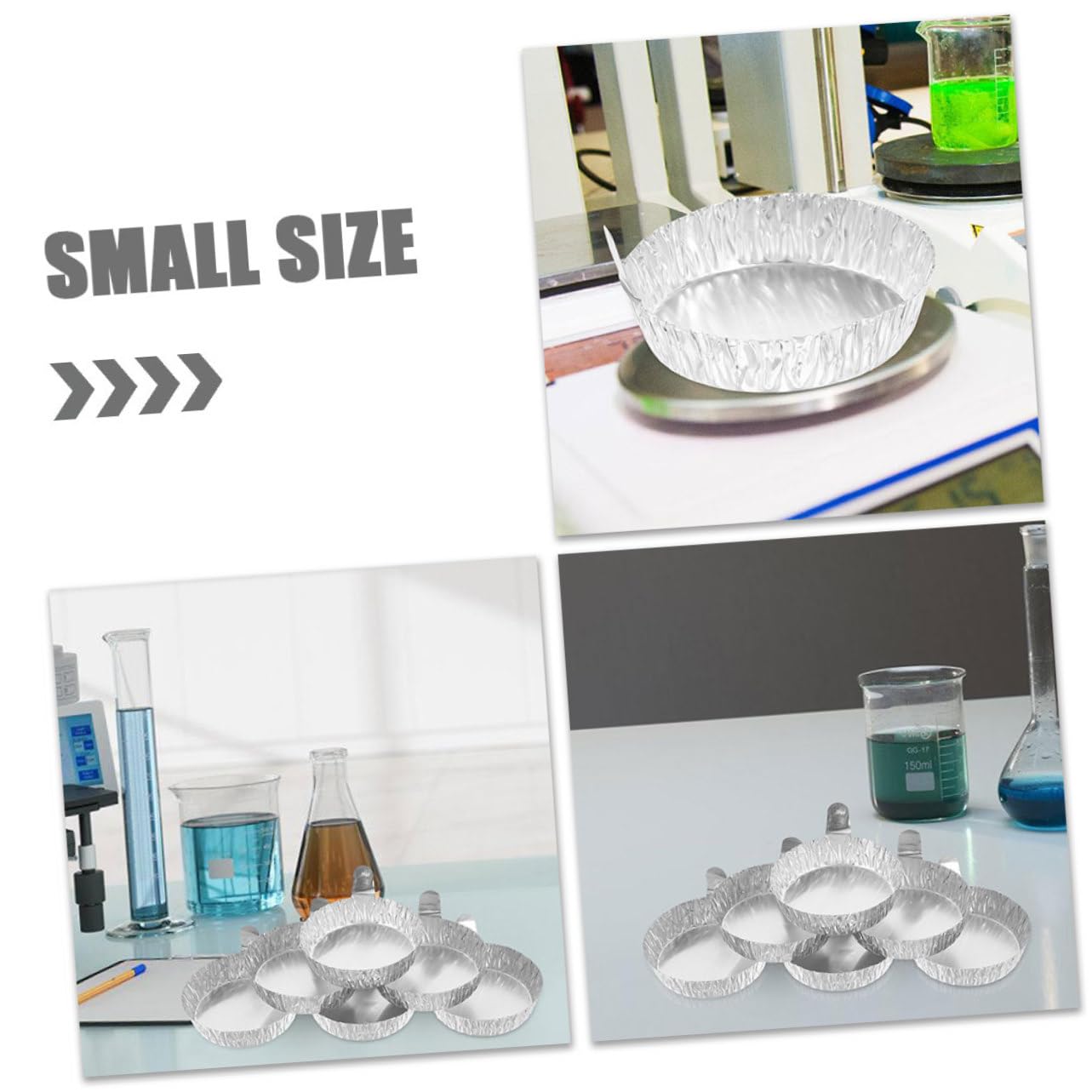 200 Bandejas de Pesaje de Aluminio para Laboratorio, Plato de Pesaje Pequeño de 42ml con Asas, Resistente y Estable para Experimentos Científicos