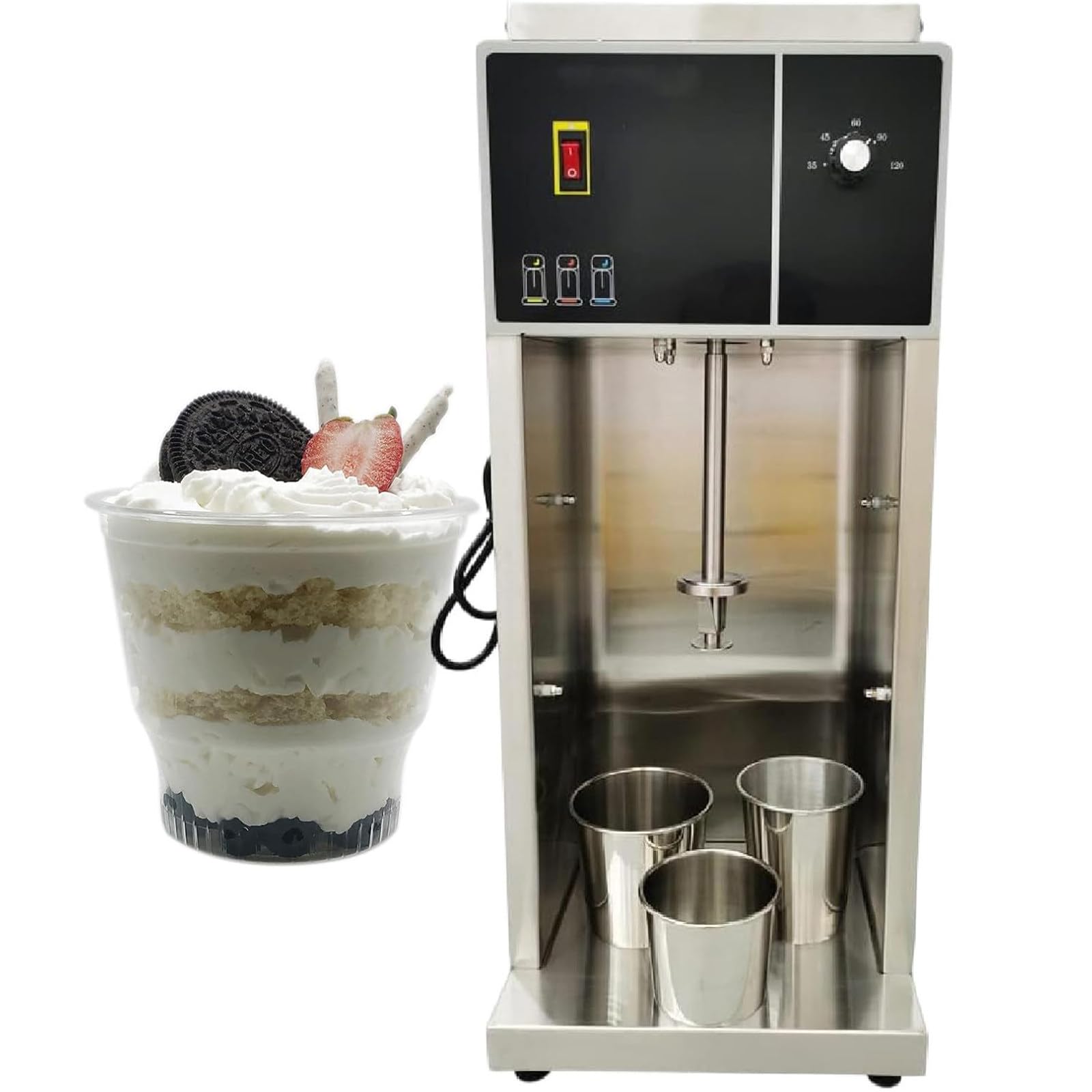 GYKOZY Commercial Ice Cream Maker Machine - Stainless Steel Drink Mixer with Plastic Mixing Heads for Making Delicious Yogurt and Ice Cream