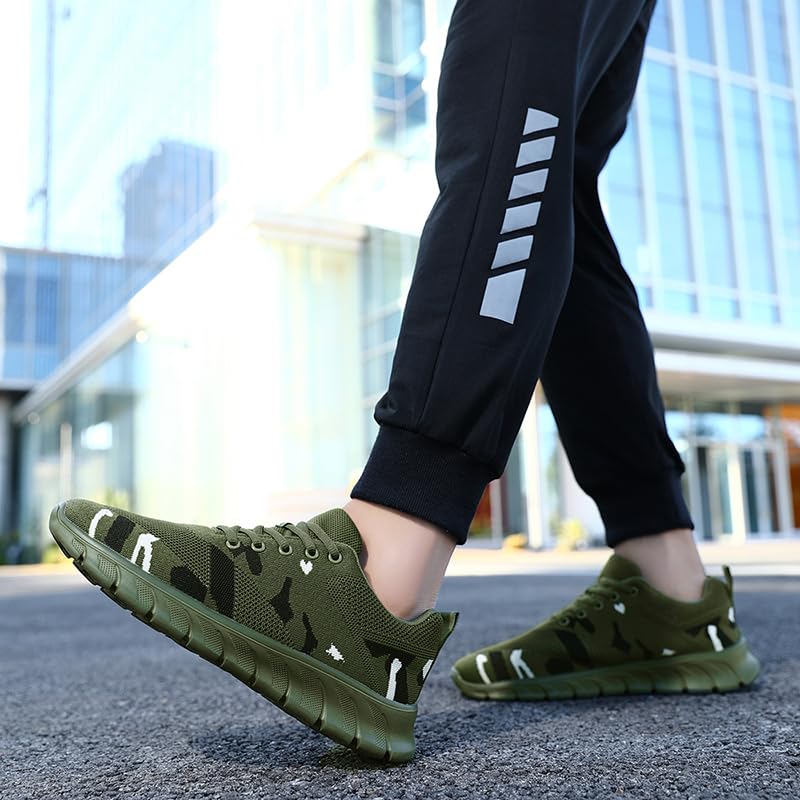 Image of Womens Tennis Shoes Sneakers Walking Running Gym Athletic Slip On Shoes Casual Workout Shoes for Women Lightweight Comfortable Breathable Dark Green US Size 7.5