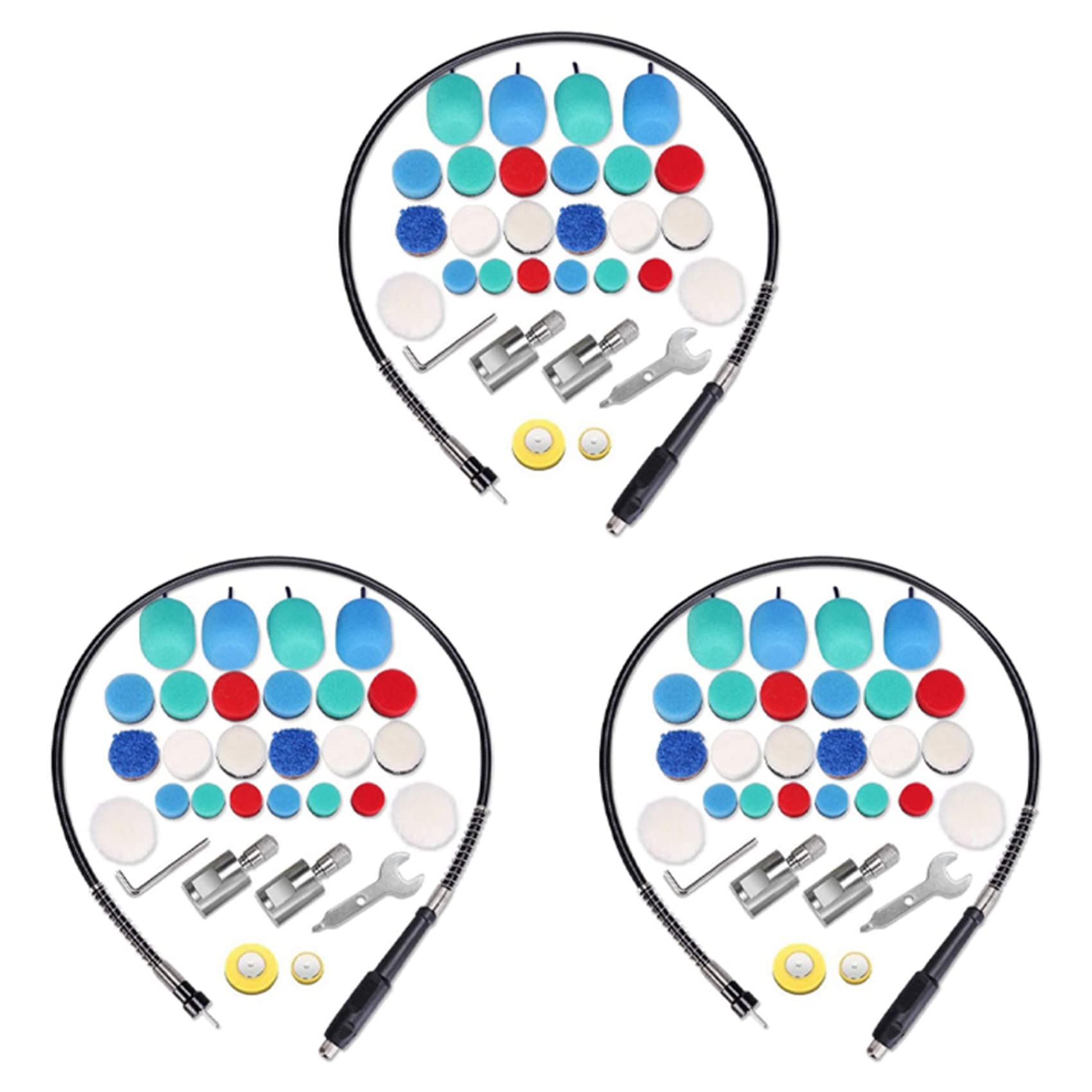 Cwmiibili 3X Mini Detail Polisher Shaft, Car Foam Drill Polishing Pad Kit with 5/8Inch&M14 Thread, for Rotary Tool