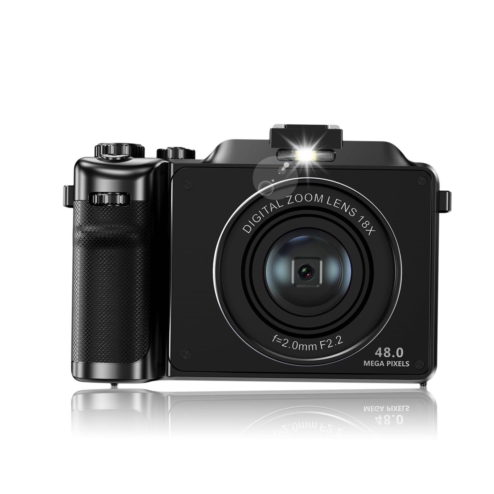 Dpofirs 4K Digital Camera for Photography and Video,18X Autofocus Anti Shake, 48MP Vlogging Camera,Front Rear Dual Lens,Video Camera for Travel Party Growth Records (Black)