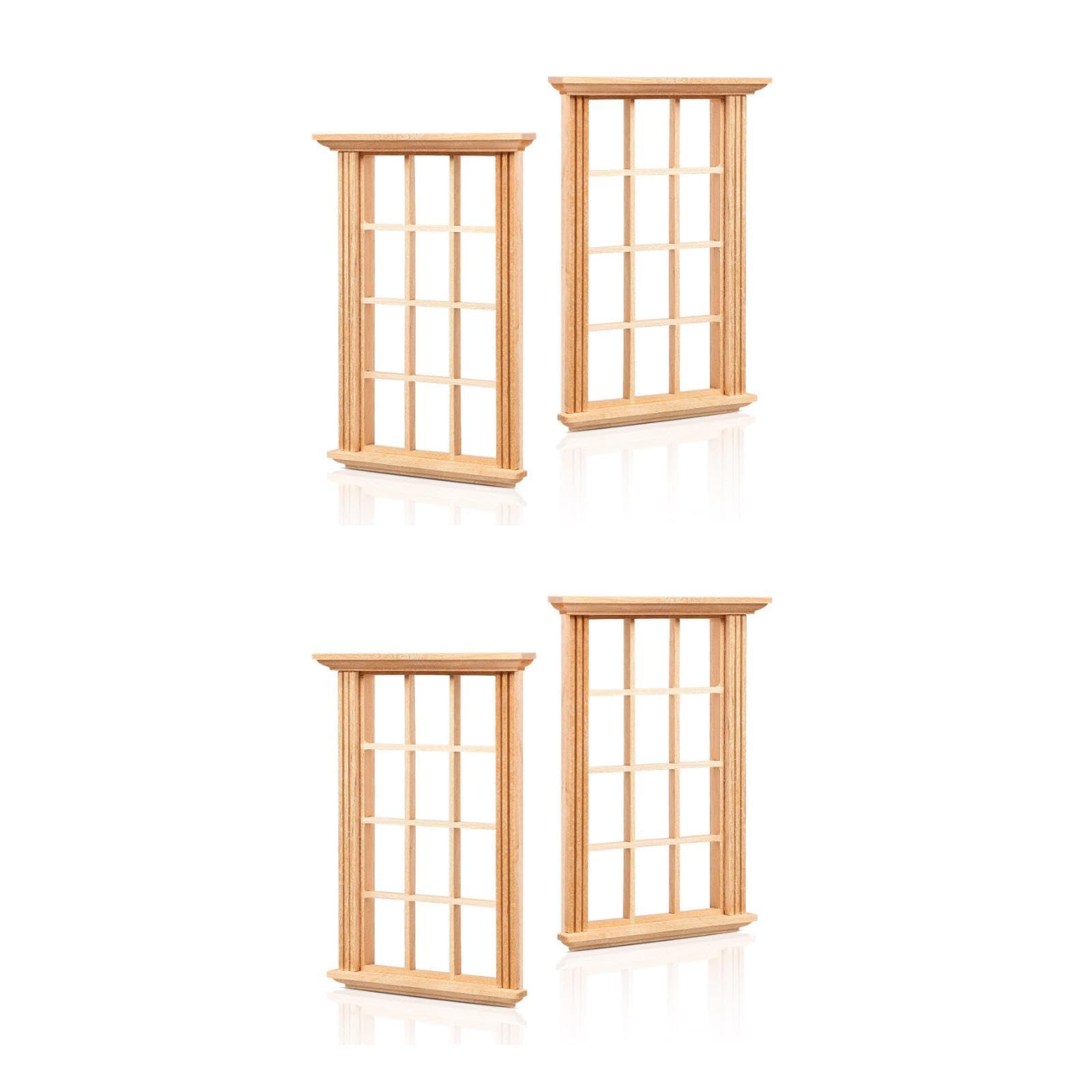 Miniature Dollhouse Furniture Wooden Window, Unisex 1:12 Scale Dollhouse Window Frame, Handcrafted Wooden Windows for Dollhouse DIY & Decor
