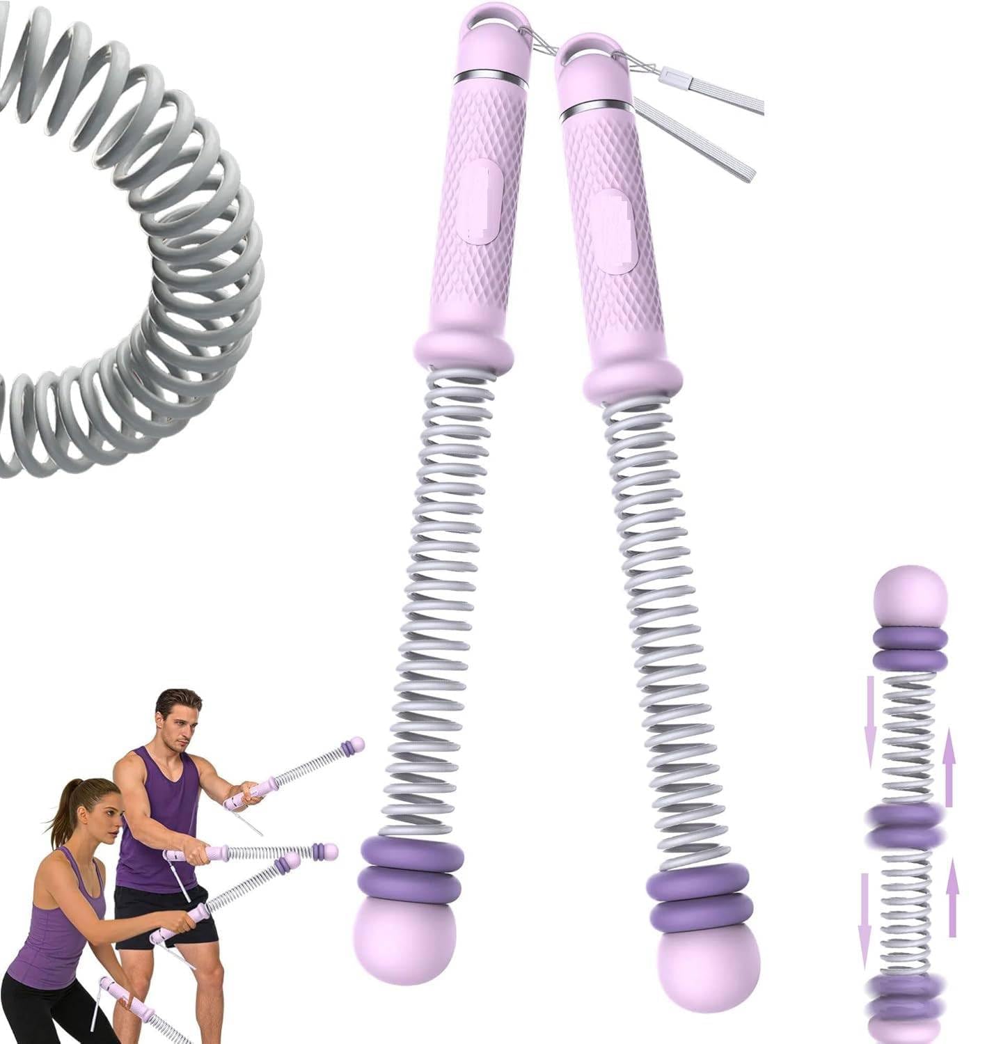 2PCS Weighted Ropeless Battle Ropes for Home Gym, Heavy Duty Arm Exerciser for Strength Training, Portable Battle Rope for Advanced Workouts and Core Muscle Building (Purple)-image-1
