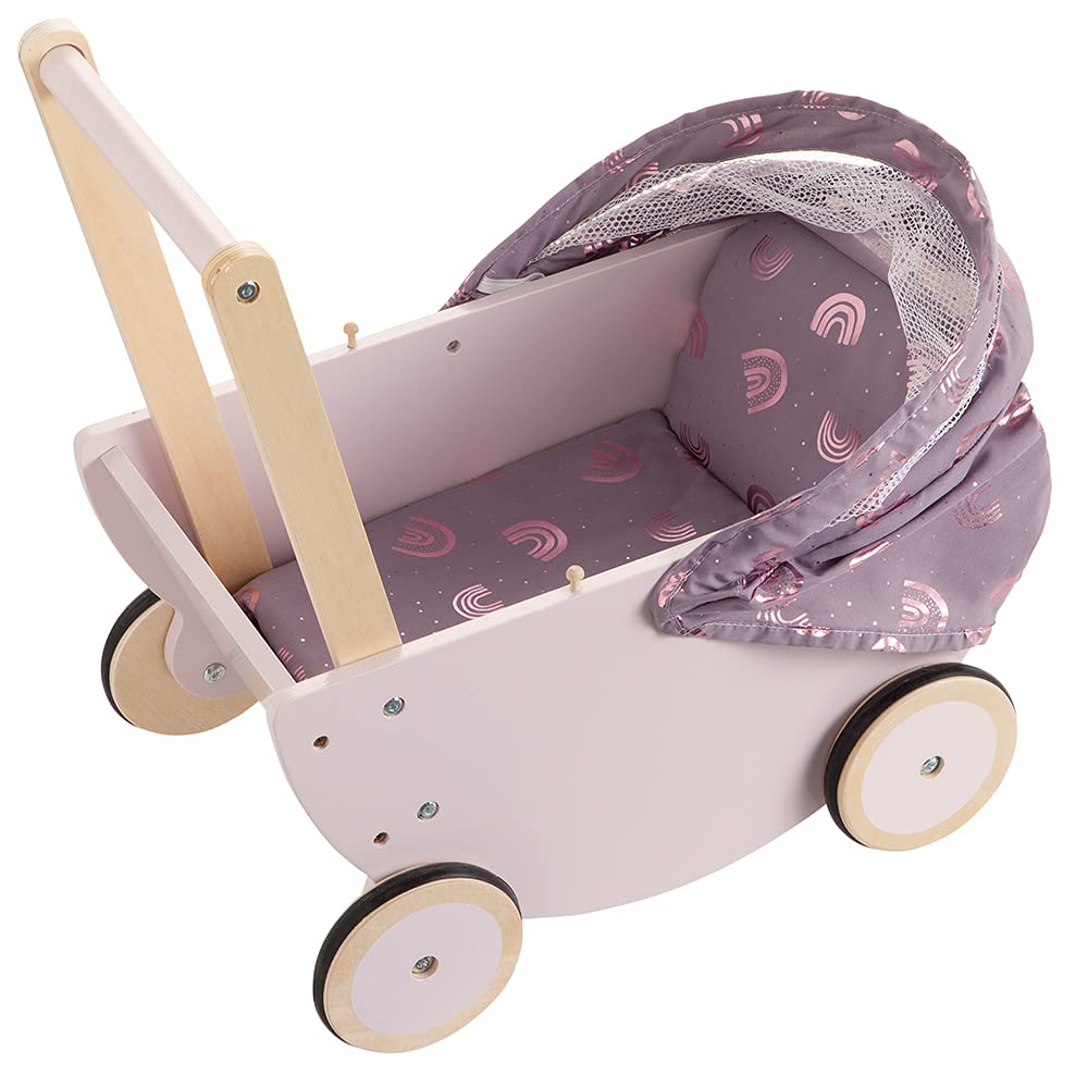 howa Puppenwagen Rainbow aus Holz mit faltbarem Verdeck 25502
