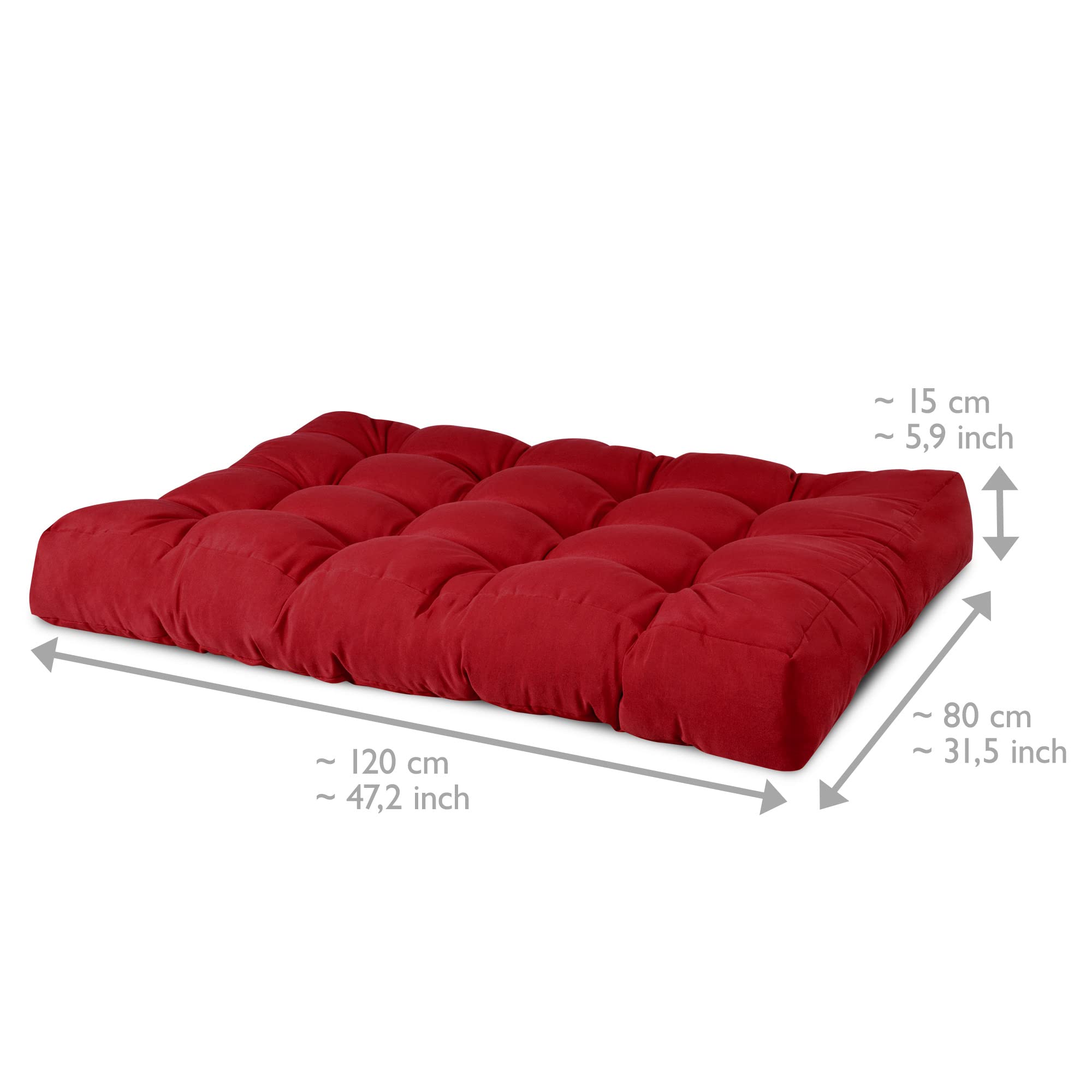 Beautissu Coussin Latéral Accoudoir Palette Euro 60x40 Cm ECO Elements – Confortable Coussin Lounge De Côté Extérieur & Intérieur Pour Jardin Canape Banquette – Rouge