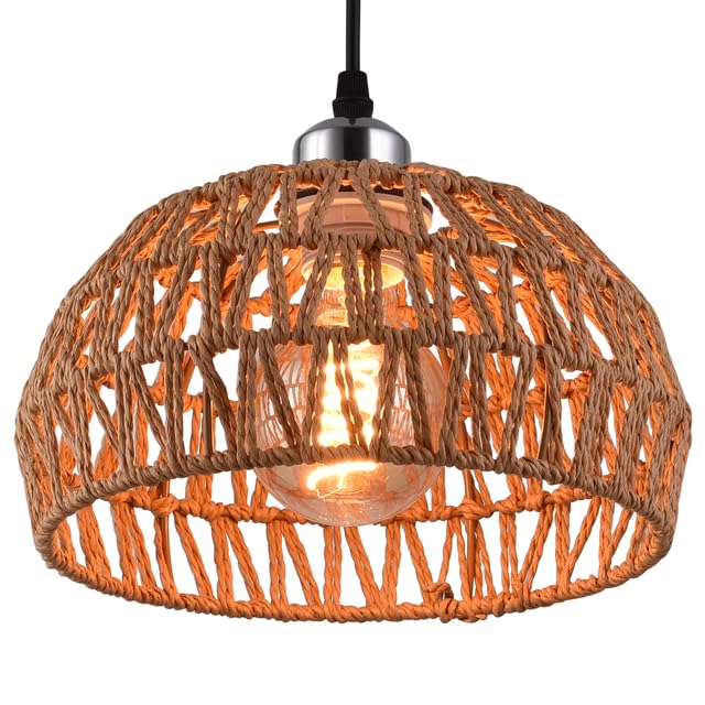 Natural Woven Ceiling Light Shade, Rope Ceiling lamp Shade Pendant Lamp lampshades, 310mm Shade Width, Rattan Lampshade for Ceiling Lights, Living Room, Bedroom, Kitchen, Hallways