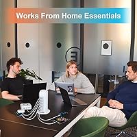 Vista 7 de Cargador USB Upoy, estación de carga para múltiples dispositivos 45W, bloques de carga rápida con puertos duales tipo C, hub de carga USB