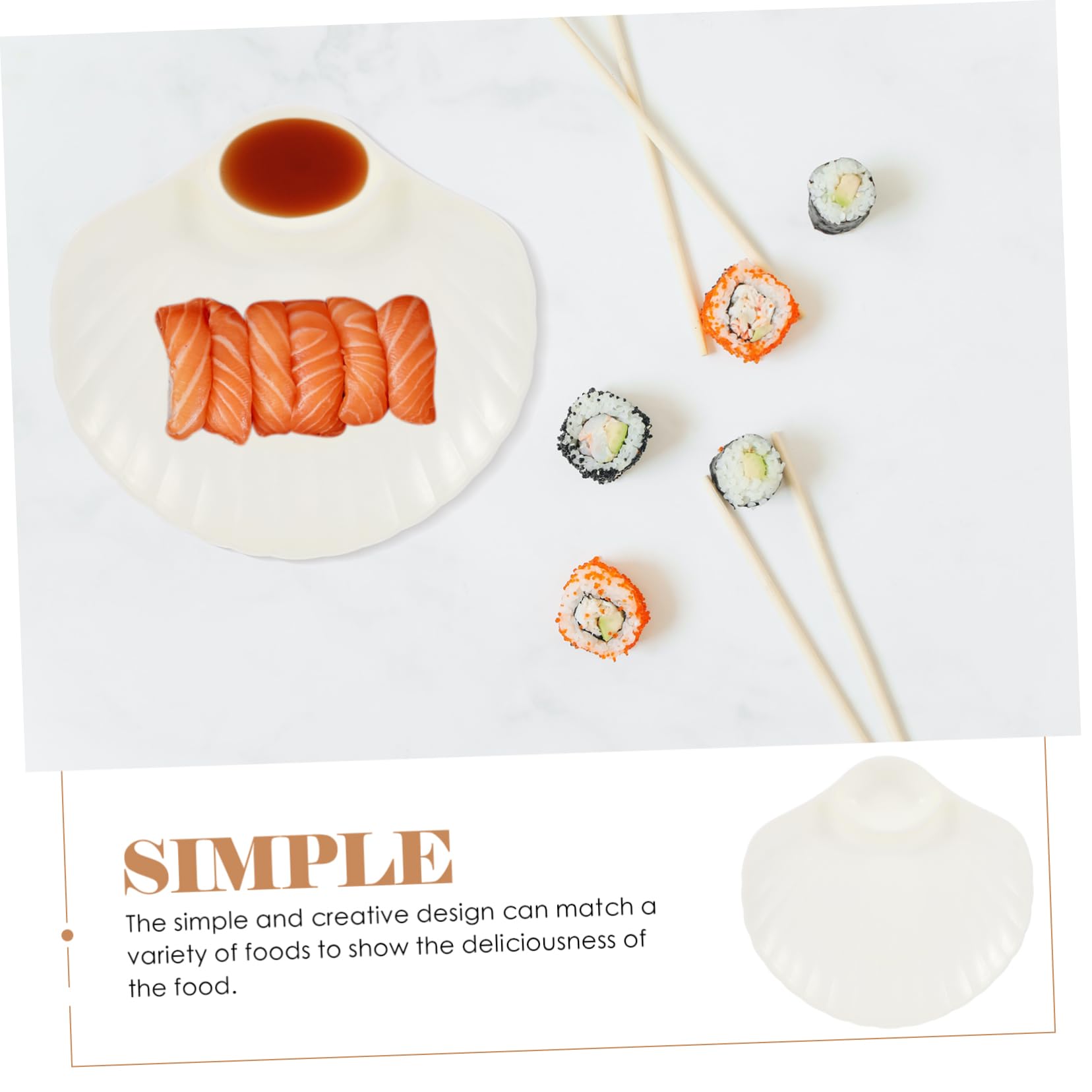 Ciieeo 6Pcs Shell Shaped Reusable Sauce Plates for Sushi and Dumplings Multi Use Food Dipping Dish for Snacks and Appetizers