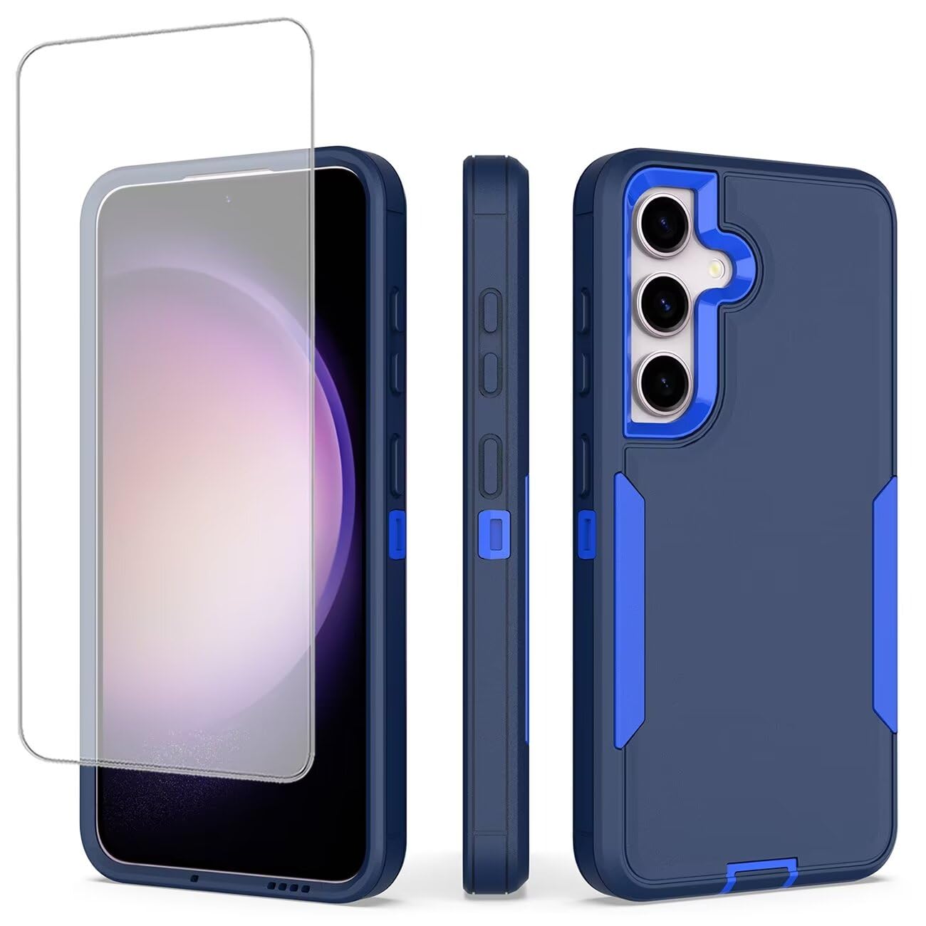 Zoeirc Case for Galaxy S24 Case, for Samsung S24 5G SM-S921U with Tempered Glass Screen Protector, Hybrid Heavy Duty Dual Layer Shockproof Rugged