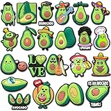 22Pcs Fruits Juice Food Shoe Charms Fit for Croc Clog Sandals Decoration, Cute Avocado Shoe Charms for Party Favor (Avocado)