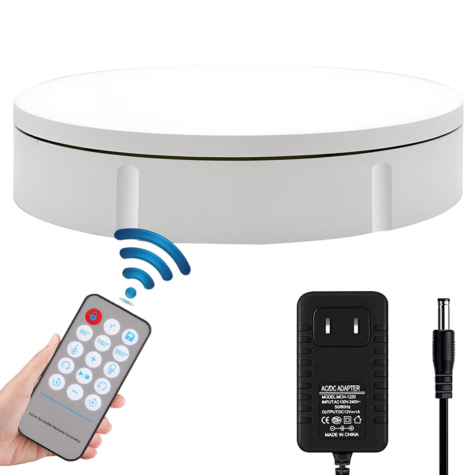 Genérico Elektrischer Drehteller, 360 Grad, 30 cm, mit 5 Bodenplatten, für Schmuck, Geschäfte, Hochzeitstorten, Fotografie.