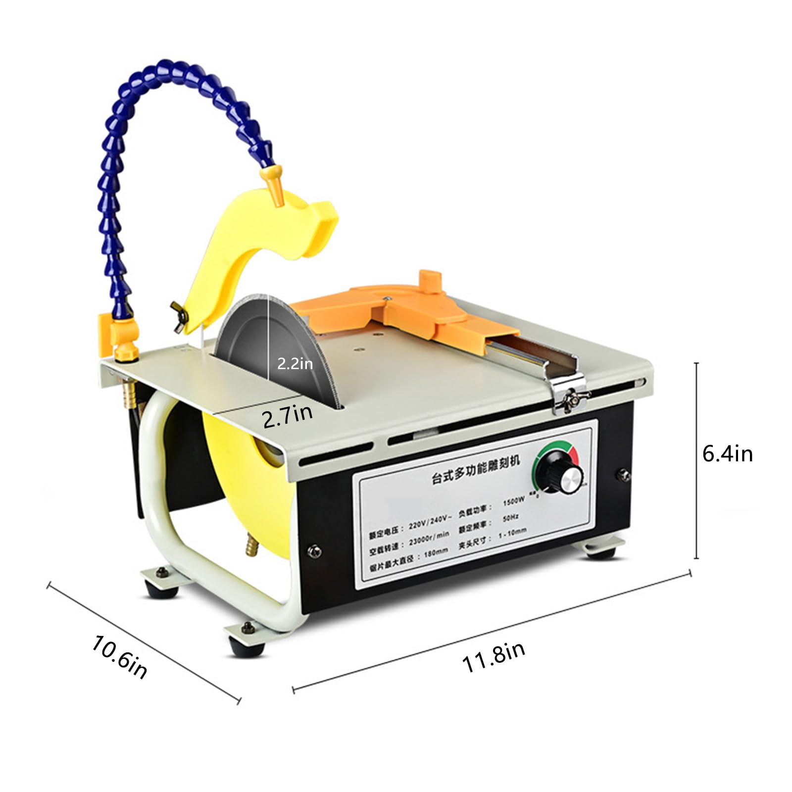 Mini Piła Stołowa Polerka Lapidarna Do Kamienia,Tokarka Stołowa 1500 W Piła Do Kamienia Lapidarna Polerka Buforowa,Mini Piła Stołowa Polerka Do Wyrobu Biżuterii Do Cięcia,Szlifowania,Grawerowania