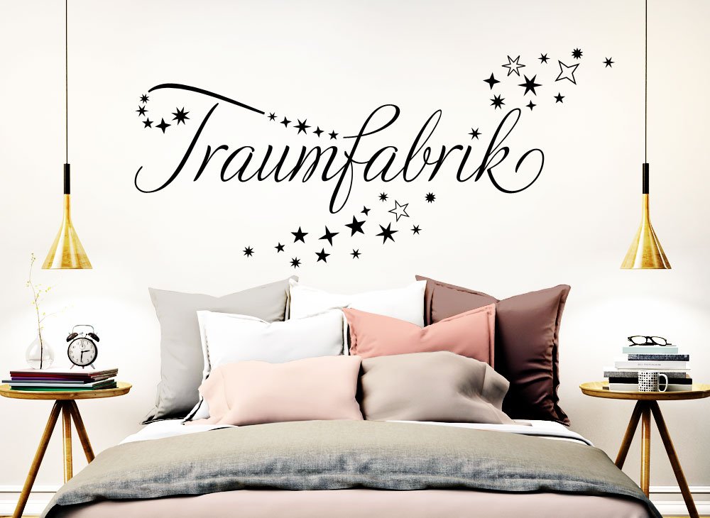 Wandtattoo „Traumfabrik“ Mit Sternenschweif – Selbstklebende Wanddekoration, 150 X 54 Cm, Goldfarben