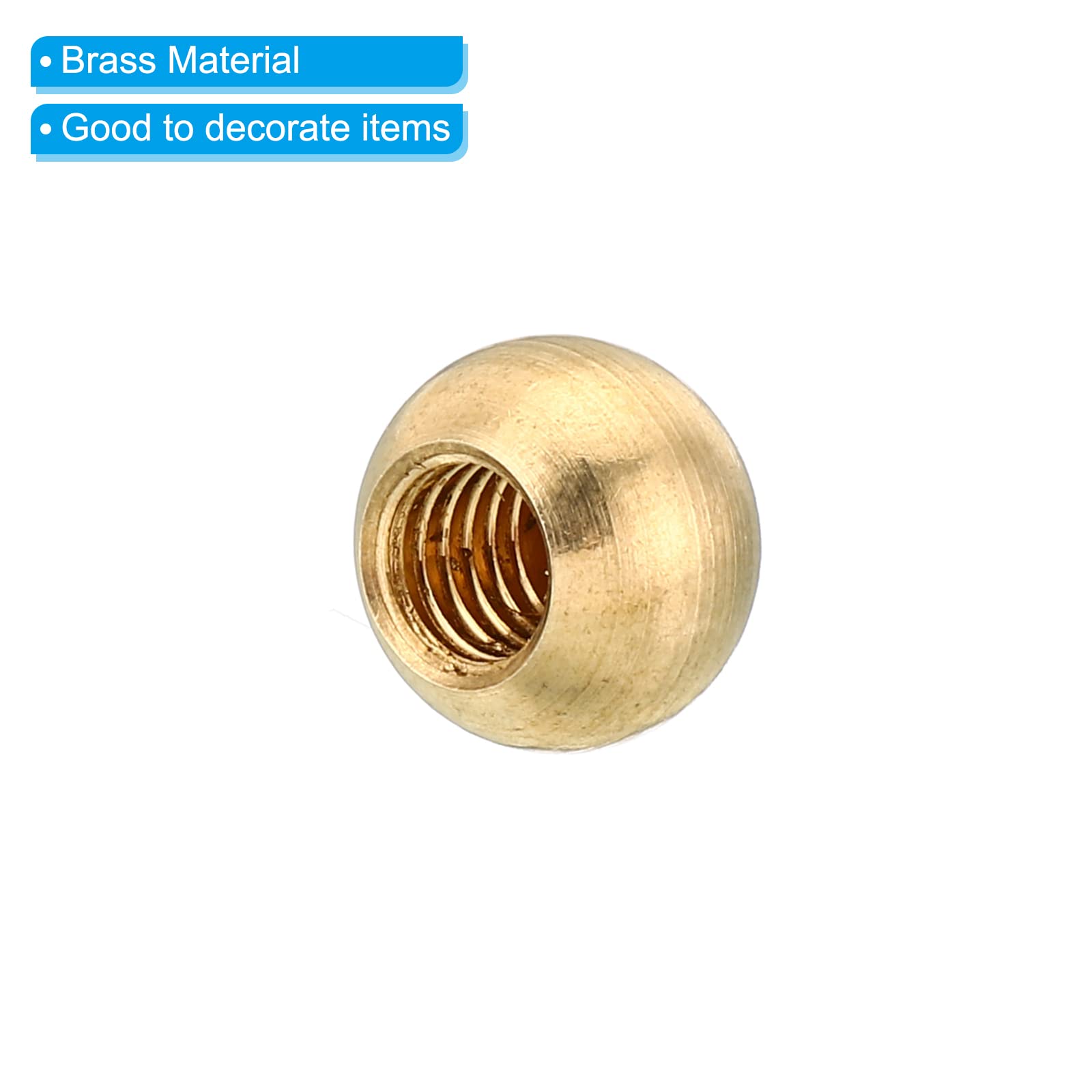 PATIKIL M6x1 Thread Cap Nuts Knob, 10 Pack Brass Ball Lamp Decoration Screw Caps Nut for Furniture Lighting - Image 4
